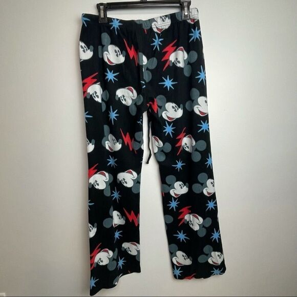 Disney Solid Black Mickey Mouse Graphic Pajama Pants Elastic Waist Band size L - Picture 10 of 10